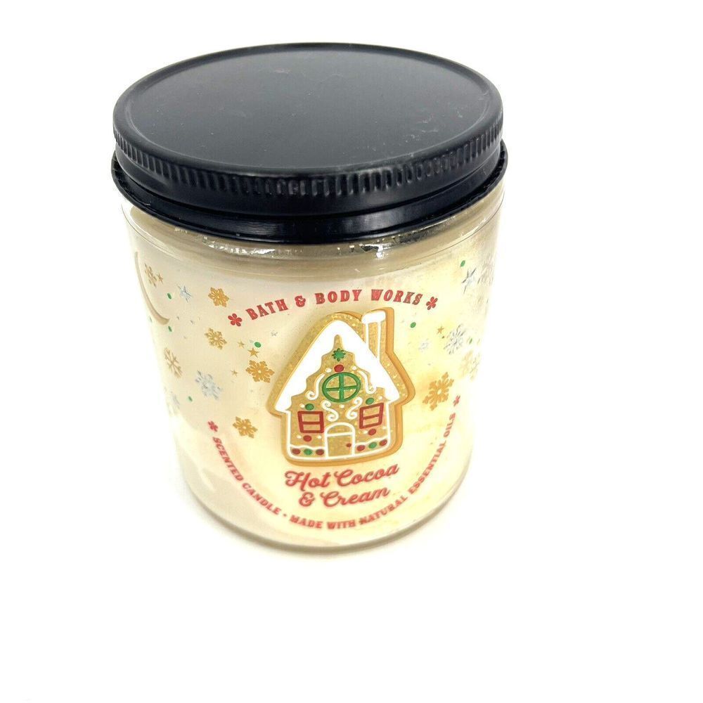 Bath & Body Works Jar Candle Hot Cocoa Cream 7 oz Single Wick Burns 25-48 Hours - Picture 1 of 6